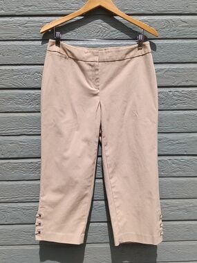 Rafaella Beige Cropped Dress Capris with Cuff Detail
